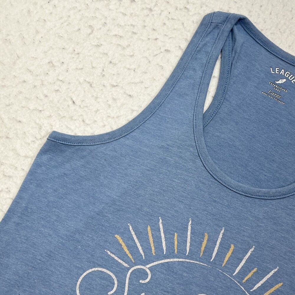 League Women's Large Blue Tank Top Sunshine on my Mind Lake Burton Georgia - Picture 5 of 12